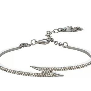 Simply Vera Vera Wang Pewter Tone Crystal Lightning Bolt Bangle Bracelet